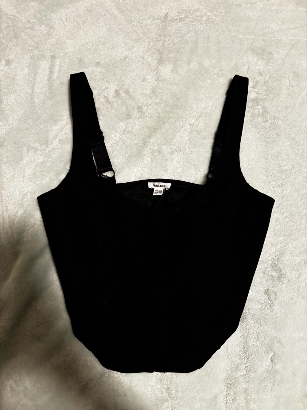 Garage Black Square-Neck Cropped corset Tank